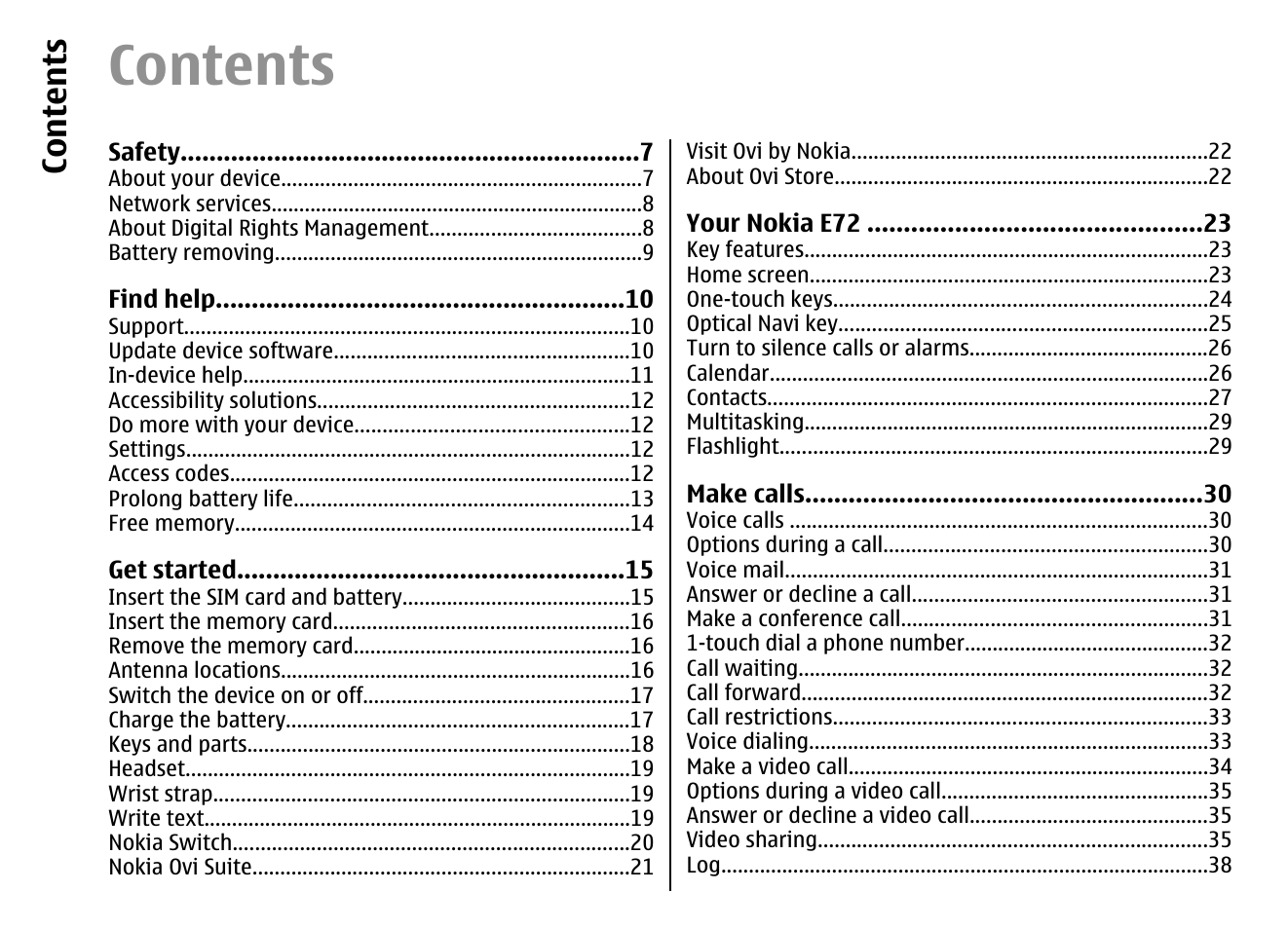 Nokia E72 User Manual | Page 4 / 150