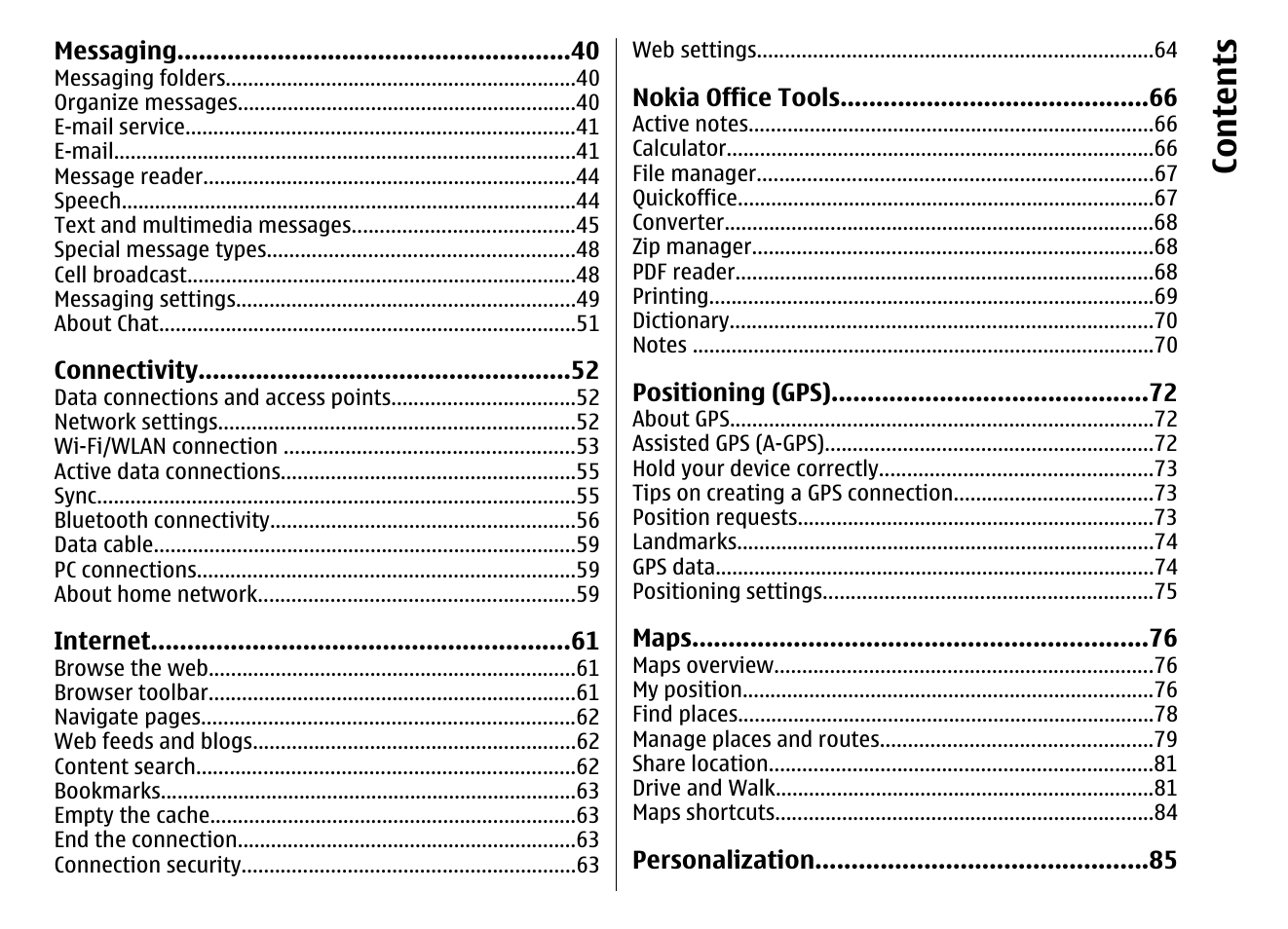 Co nte nts | Nokia E72 User Manual | Page 5 / 150