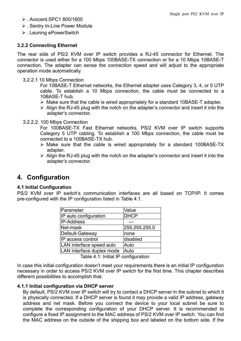 Configuration | Avocent PS/2 KVM User Manual | Page 13 / 50