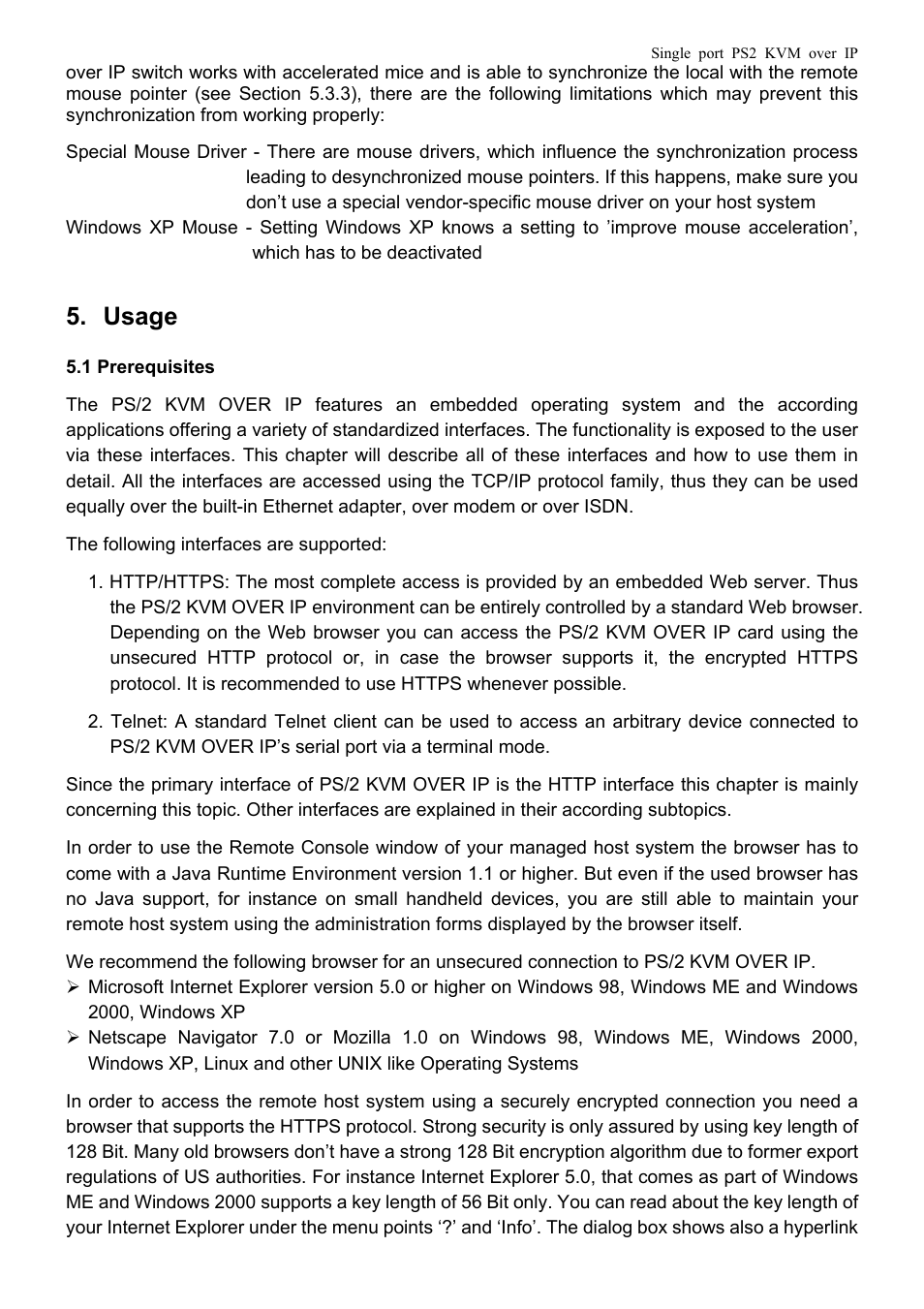 Usage | Avocent PS/2 KVM User Manual | Page 15 / 50