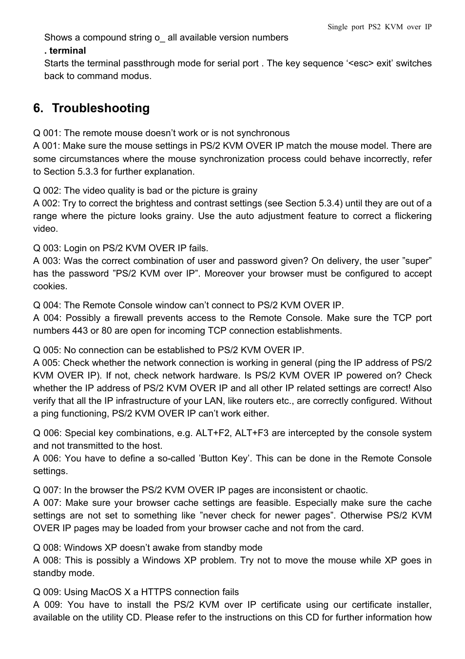 Troubleshooting | Avocent PS/2 KVM User Manual | Page 45 / 50