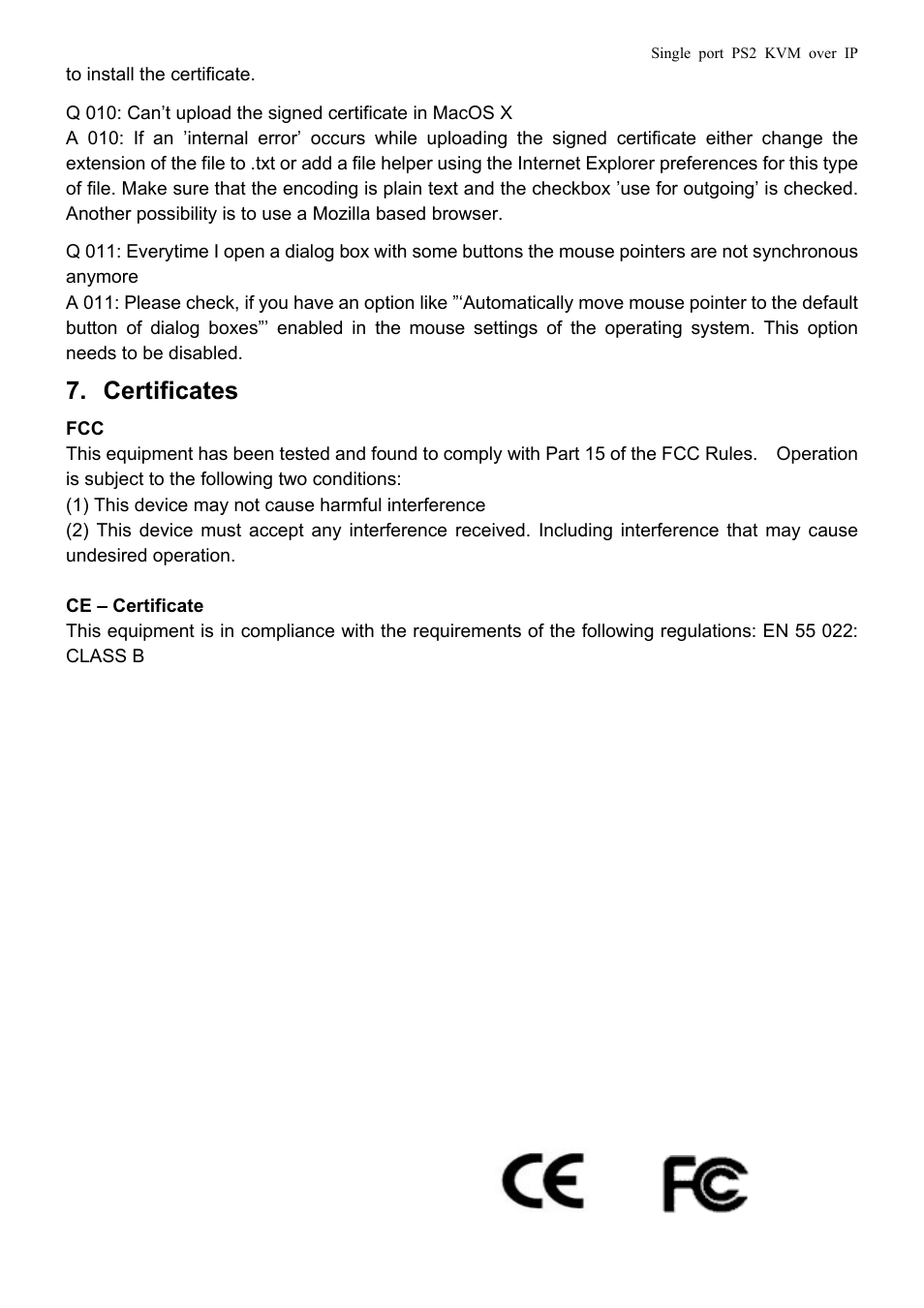 Certificates | Avocent PS/2 KVM User Manual | Page 46 / 50