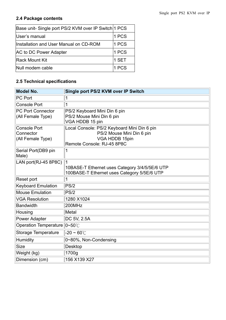 Avocent PS/2 KVM User Manual | Page 9 / 50