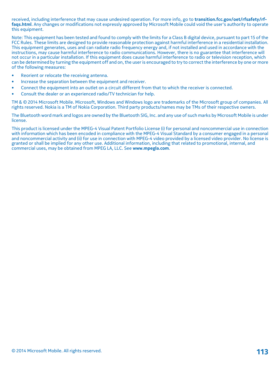 Nokia Lumia 635 User Manual | Page 113 / 113