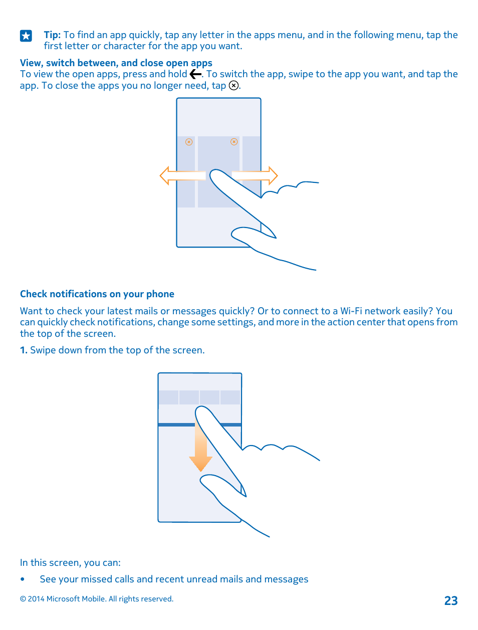 Check notifications on your phone | Nokia Lumia 635 User Manual | Page 23 / 113