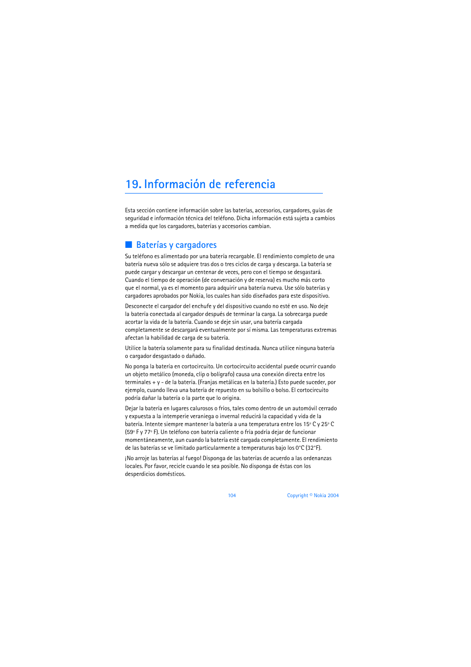 Información dereferencia, Baterías y cargadores, Información de referencia | Nokia 3205 User Manual | Page 230 / 253