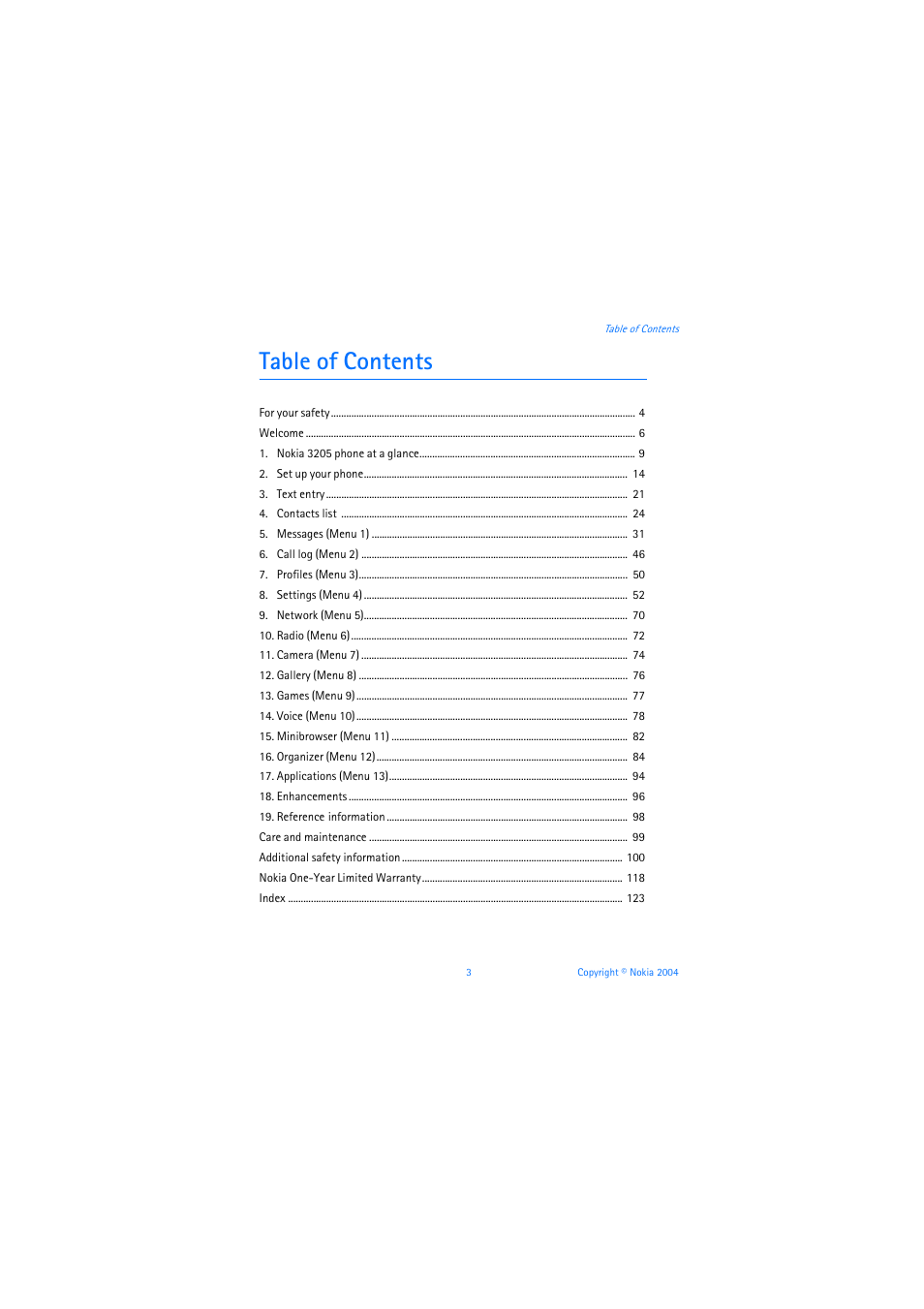 Nokia 3205 User Manual | Page 4 / 253