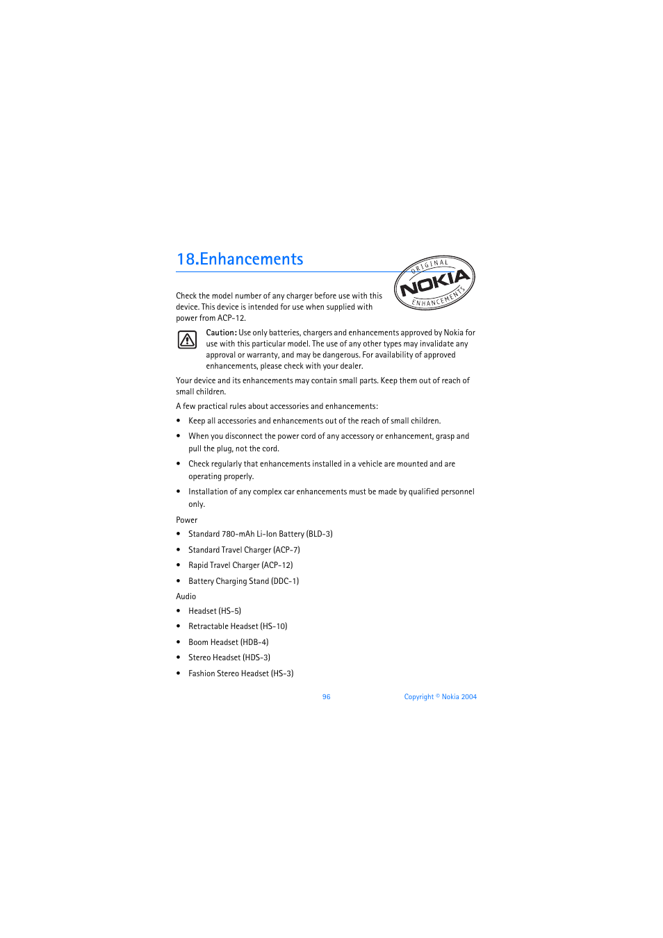 Enhancements | Nokia 3205 User Manual | Page 97 / 253