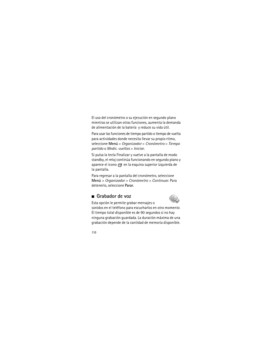 Grabador de voz | Nokia 2135 User Manual | Page 111 / 137