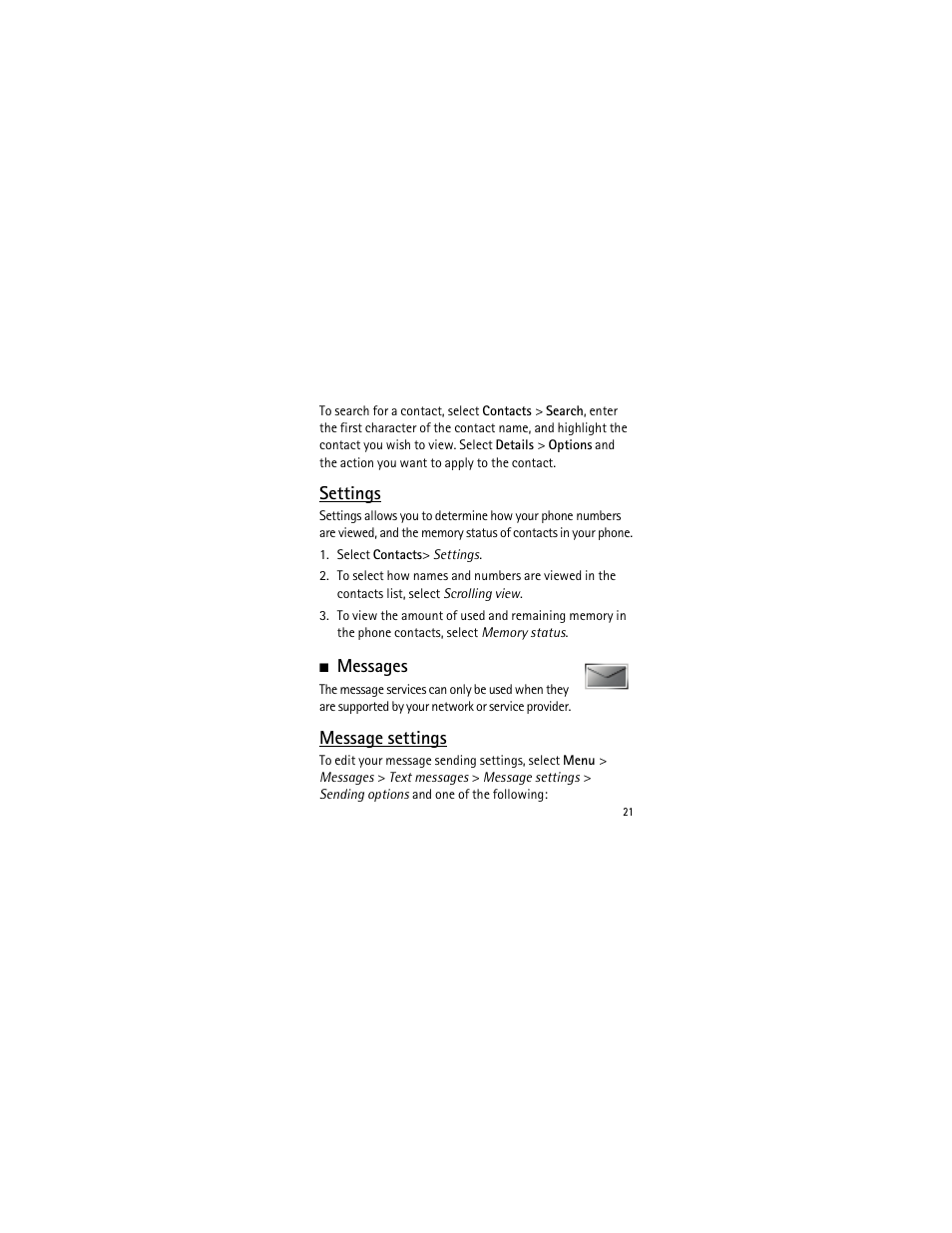Messages | Nokia 2135 User Manual | Page 22 / 137