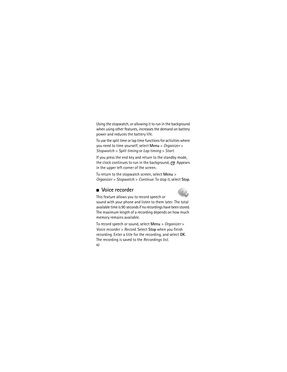 Voice recorder | Nokia 2135 User Manual | Page 43 / 137