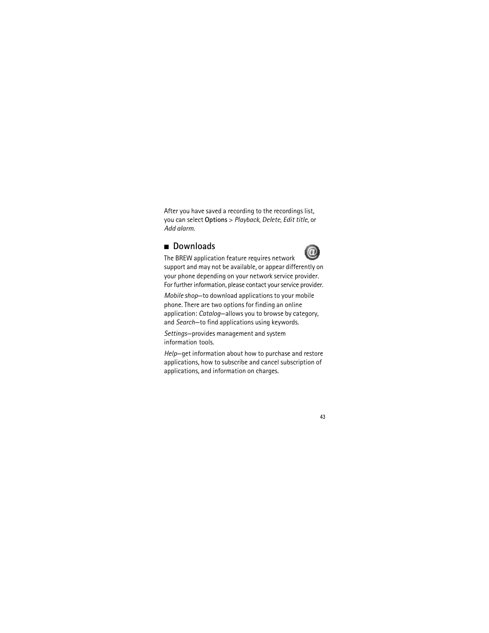 Downloads | Nokia 2135 User Manual | Page 44 / 137
