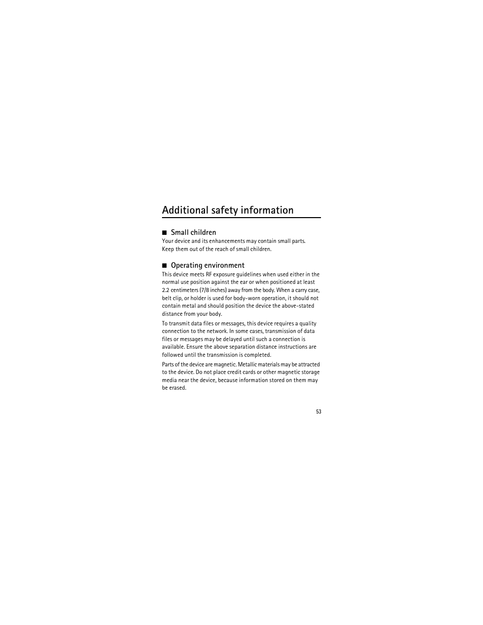 Additional safety information | Nokia 2135 User Manual | Page 54 / 137