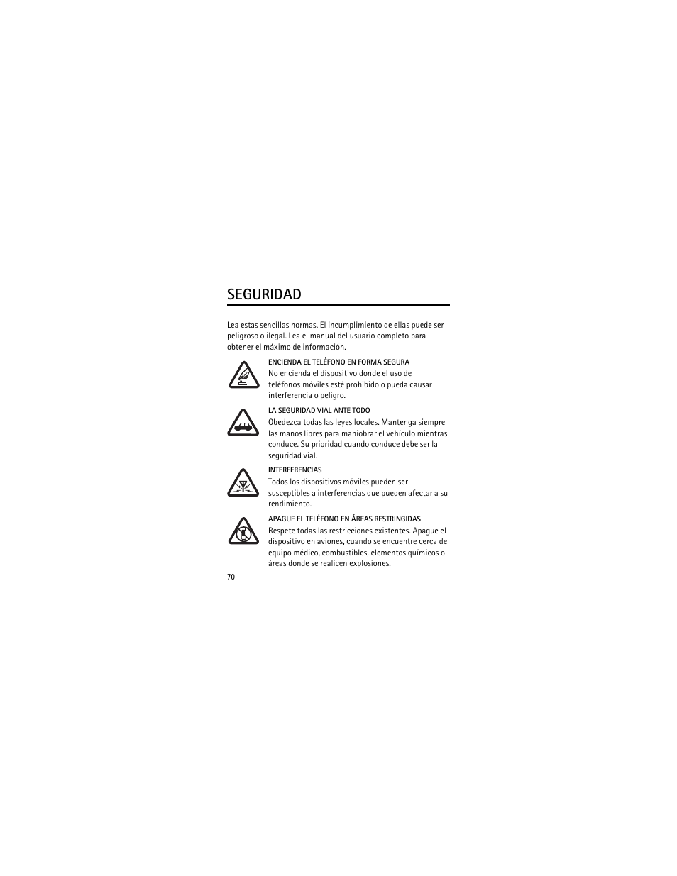 Seguridad | Nokia 2135 User Manual | Page 71 / 137