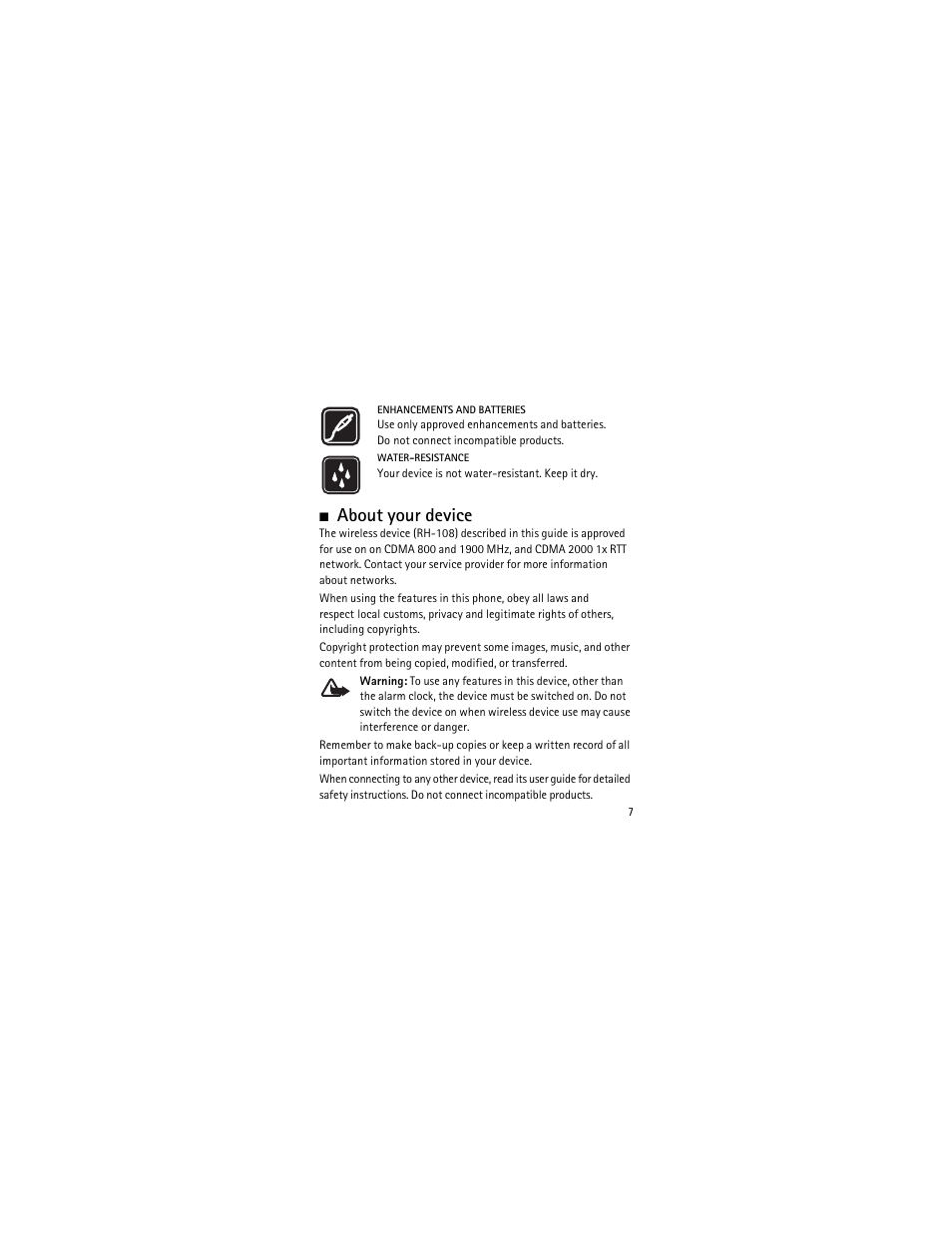 About your device | Nokia 2135 User Manual | Page 8 / 137