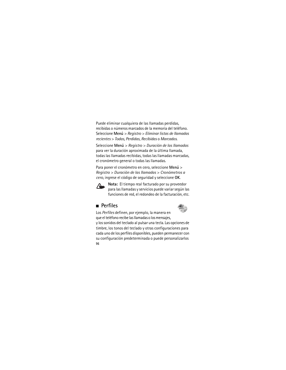 Perfiles | Nokia 2135 User Manual | Page 97 / 137