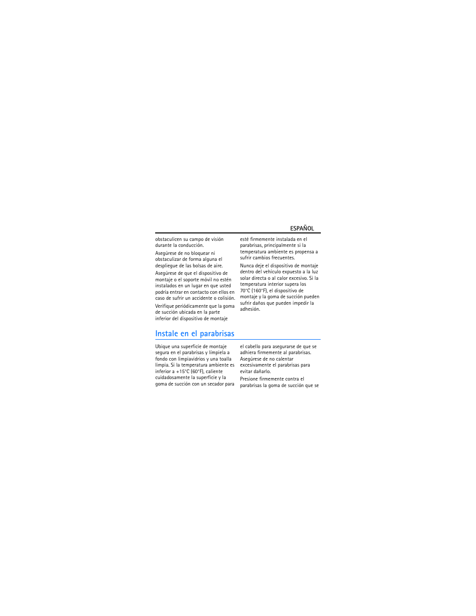 Instale en el parabrisas | Nokia Holder Easy Mount HH-12 User Manual | Page 10 / 30