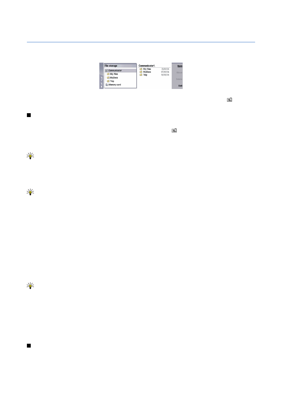 File manager, Managing files and folders, Memory card security | Nokia 9300 User Manual | Page 64 / 116