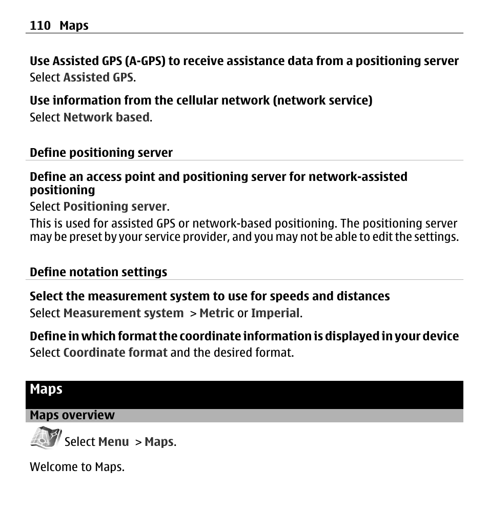 Maps, Maps overview | Nokia X6-00 16GB User Manual | Page 110 / 202