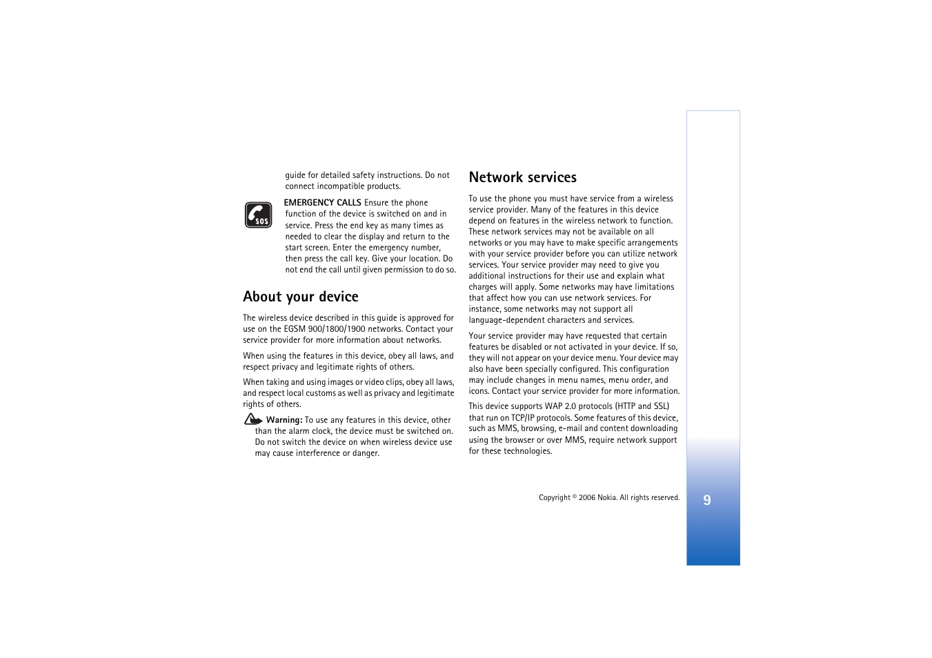 About your device, Network services | Nokia N72 User Manual | Page 10 / 121