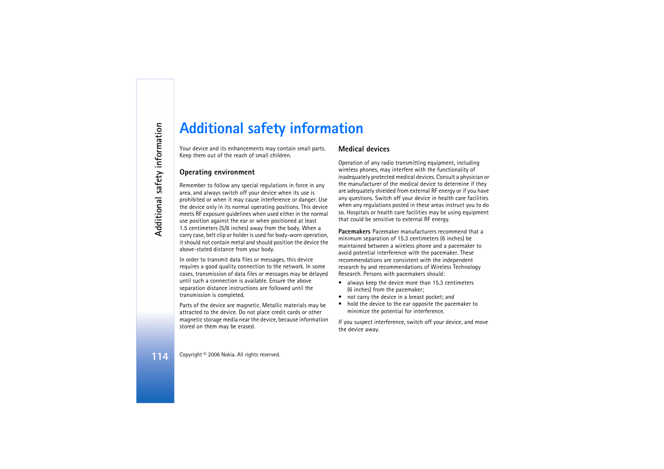 Additional safety information | Nokia N72 User Manual | Page 115 / 121