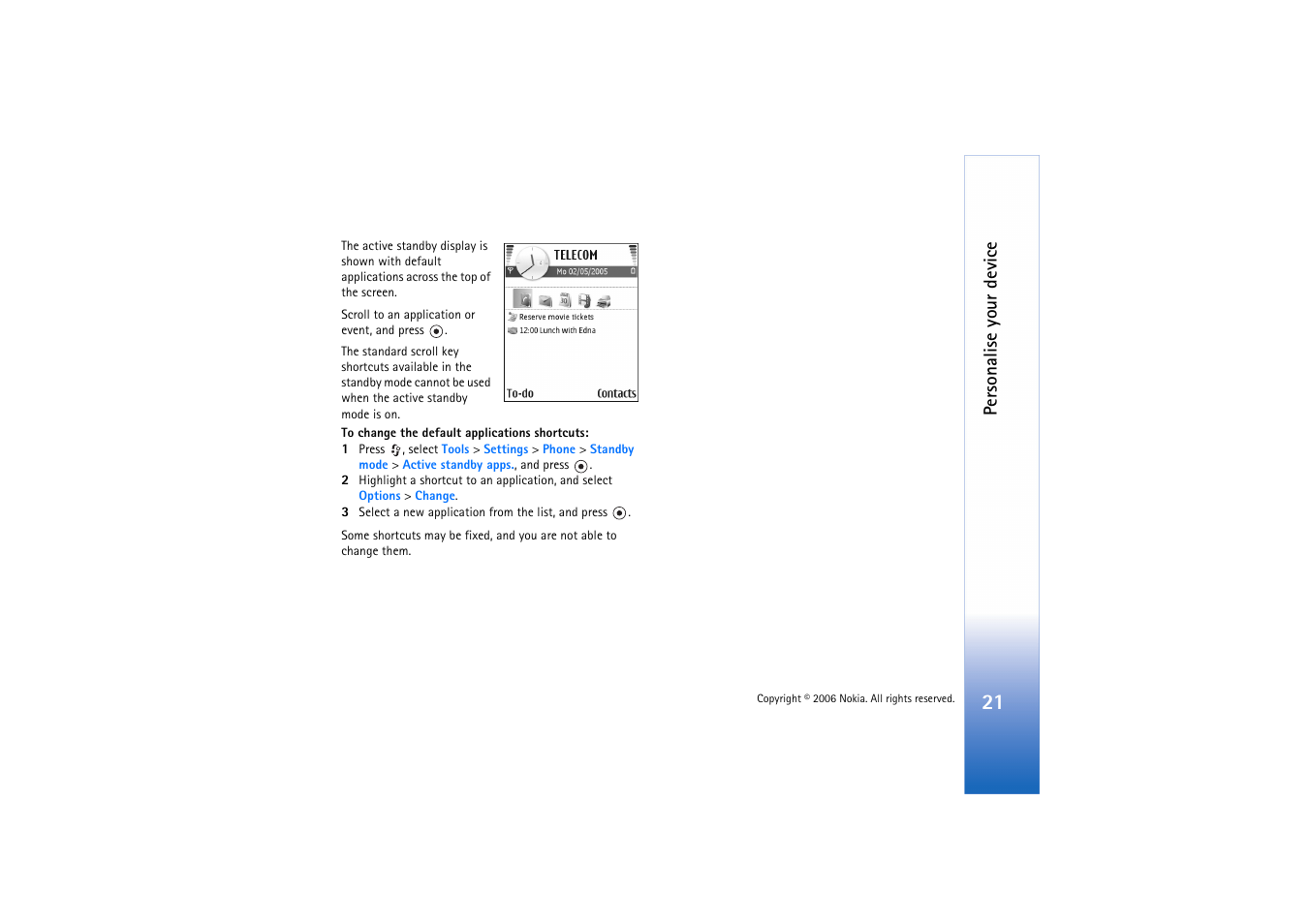 Personalise your device | Nokia N72 User Manual | Page 22 / 121