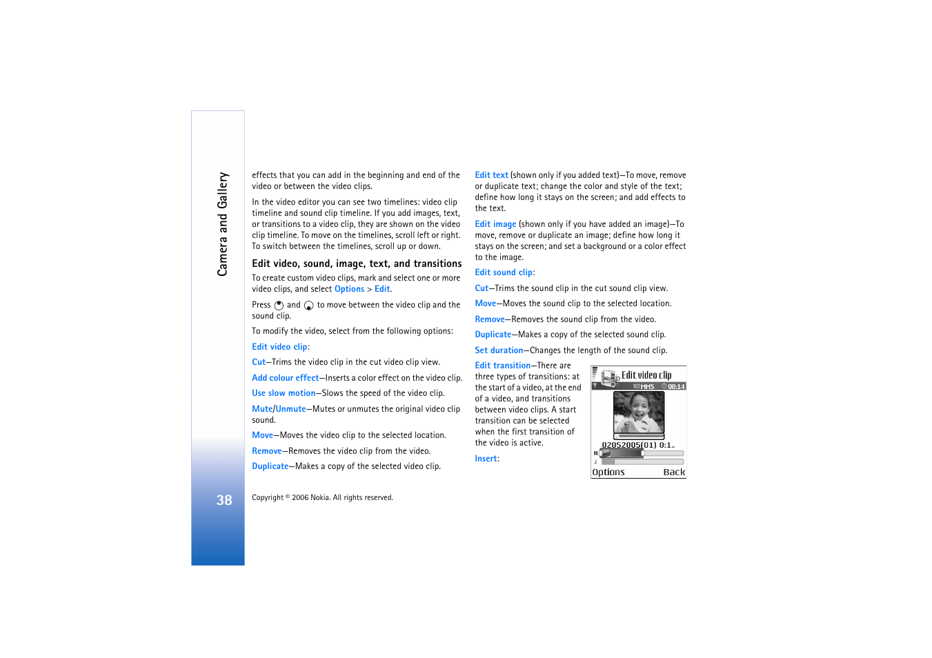 Camera and gallery | Nokia N72 User Manual | Page 39 / 121