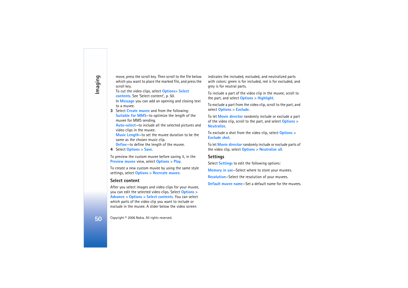 Imaging | Nokia N72 User Manual | Page 51 / 121