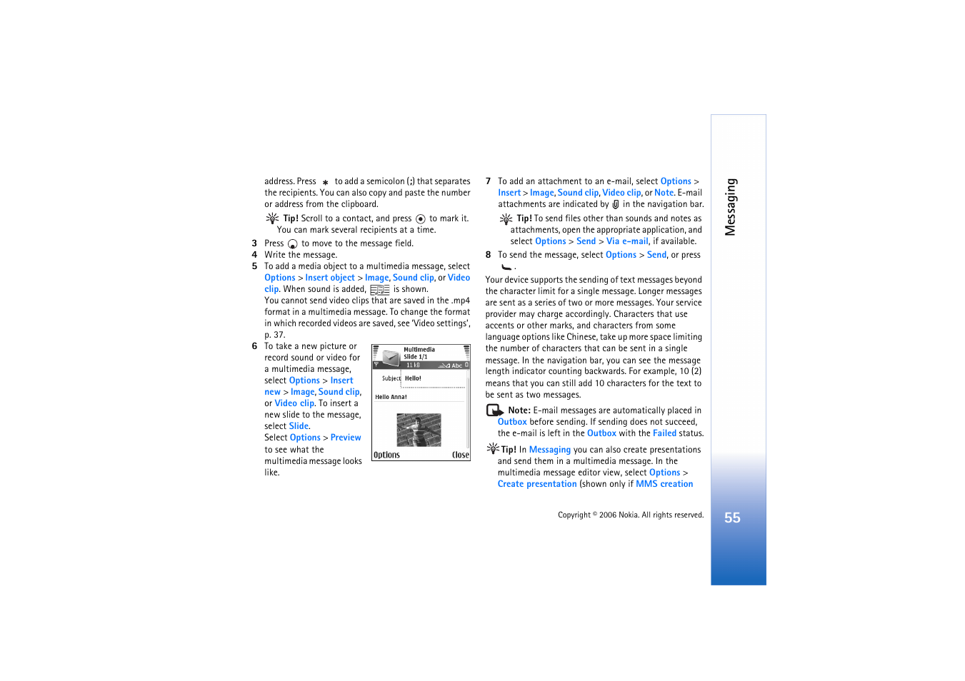 Messaging | Nokia N72 User Manual | Page 56 / 121