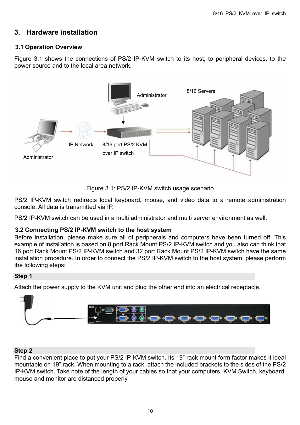 Hardware installation | Avocent KVM over IP switch User Manual | Page 13 / 69