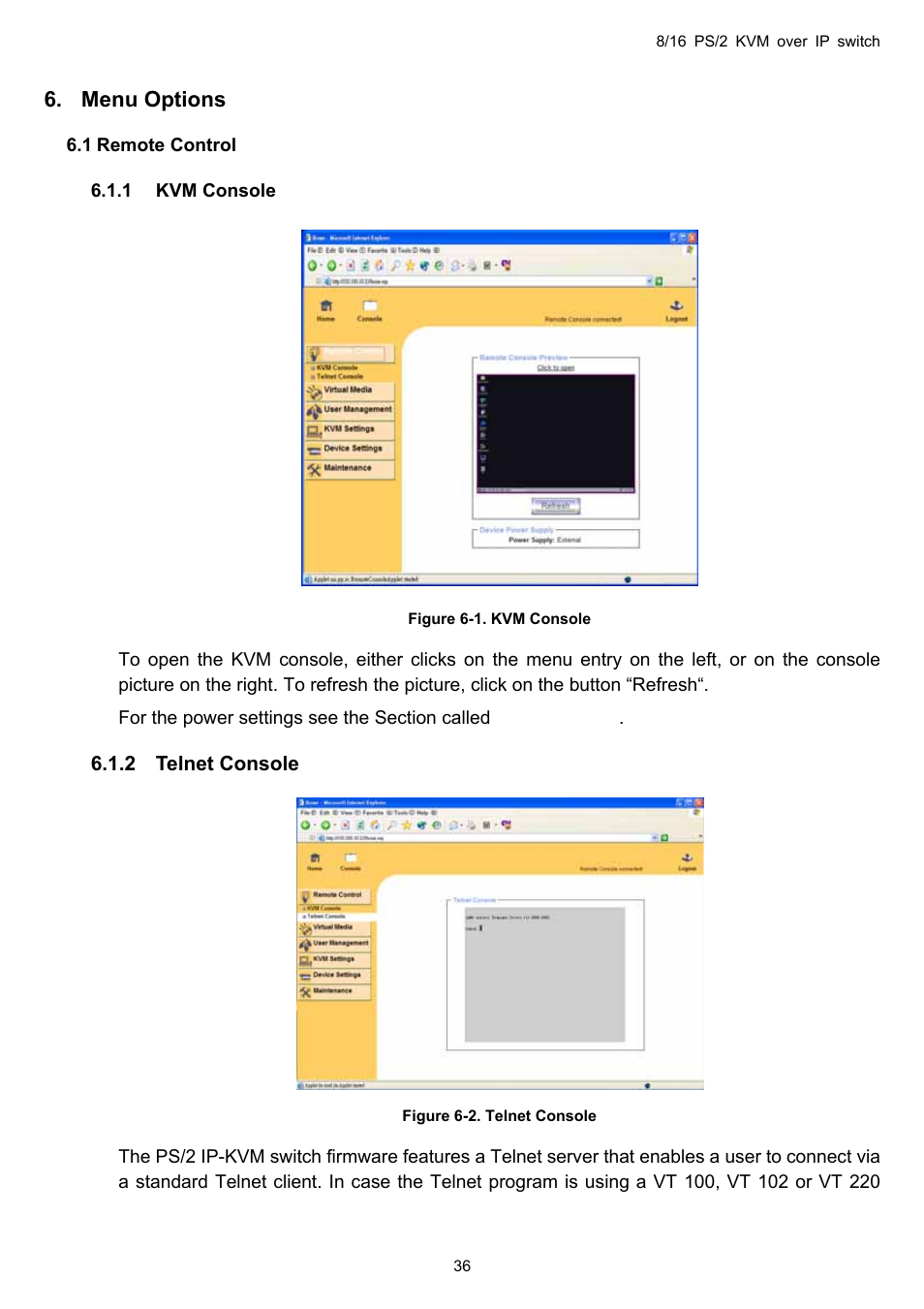 Menu options | Avocent KVM over IP switch User Manual | Page 39 / 69