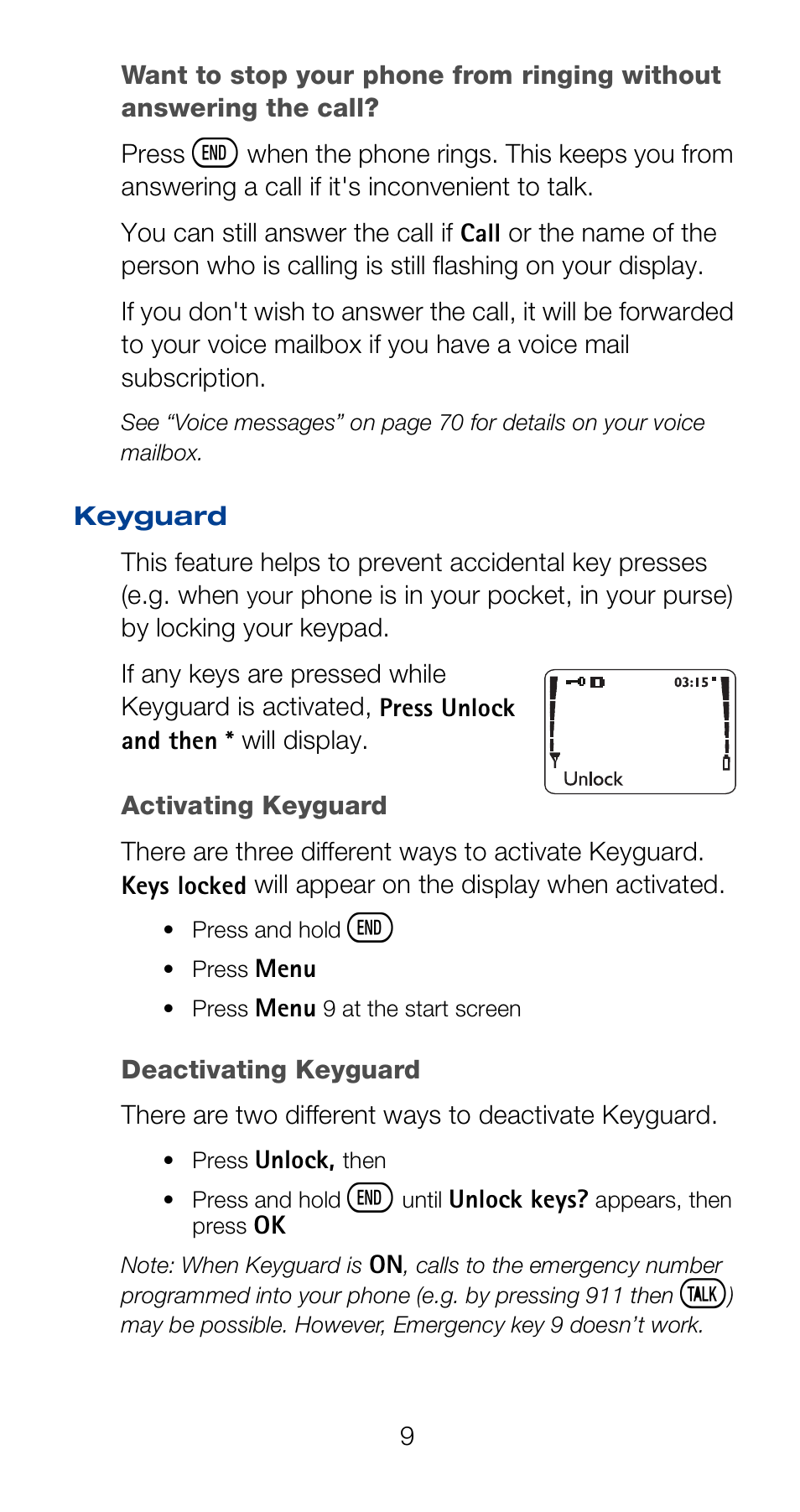 Keyguard | Nokia 6160 User Manual | Page 16 / 101