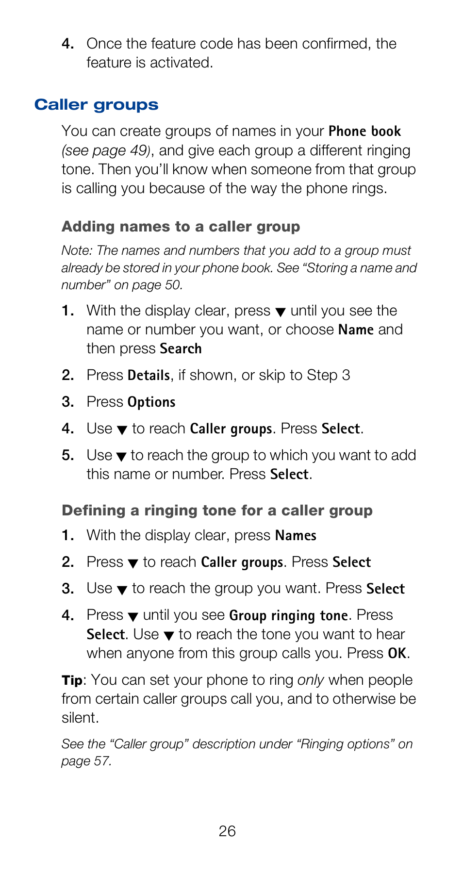 Caller groups | Nokia 6160 User Manual | Page 33 / 101