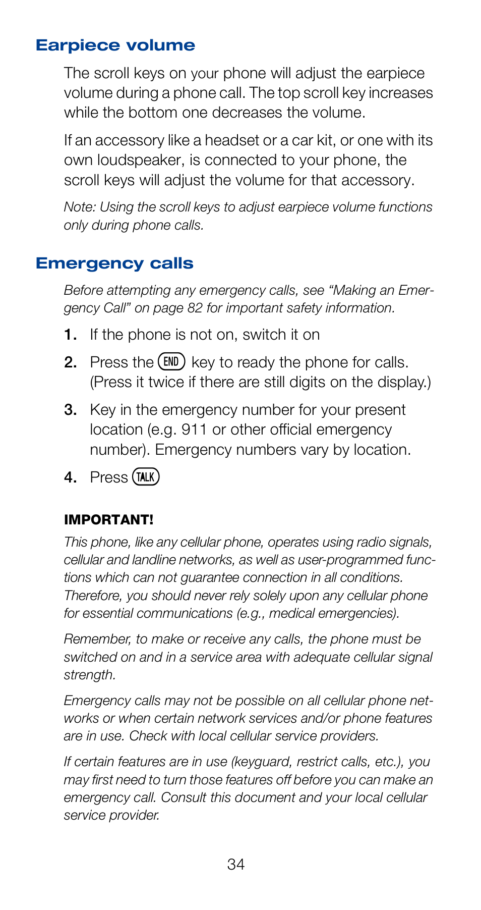 Earpiece volume, Emergency calls | Nokia 6160 User Manual | Page 41 / 101