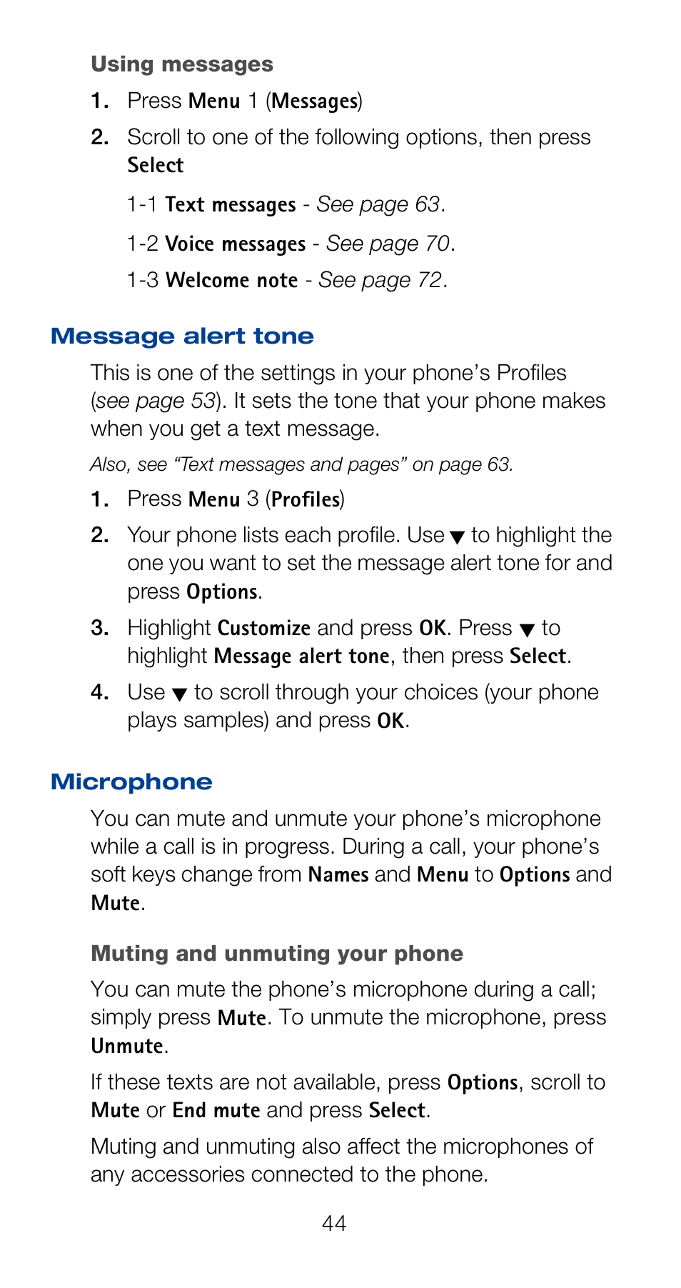 Message alert tone, Microphone | Nokia 6160 User Manual | Page 51 / 101