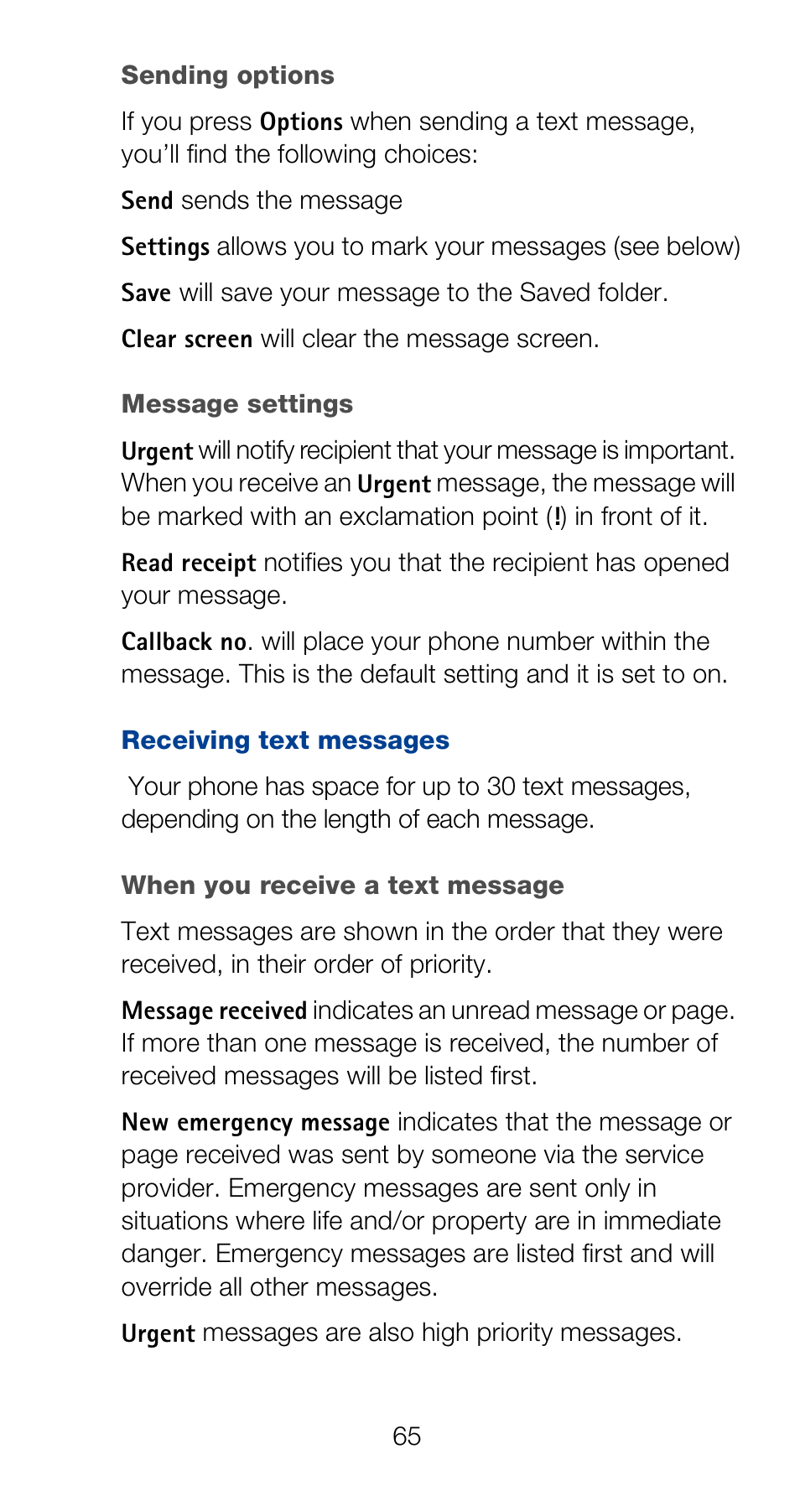 Receiving text messages | Nokia 6160 User Manual | Page 72 / 101