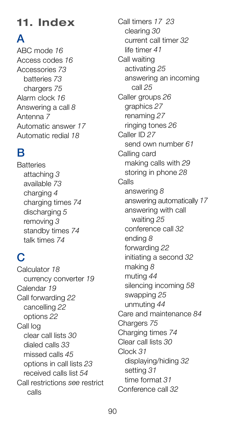 Index | Nokia 6160 User Manual | Page 97 / 101