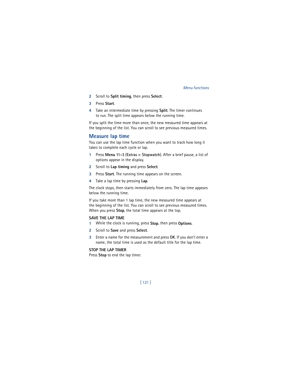 Measure lap time | Nokia 6610 User Manual | Page 130 / 185