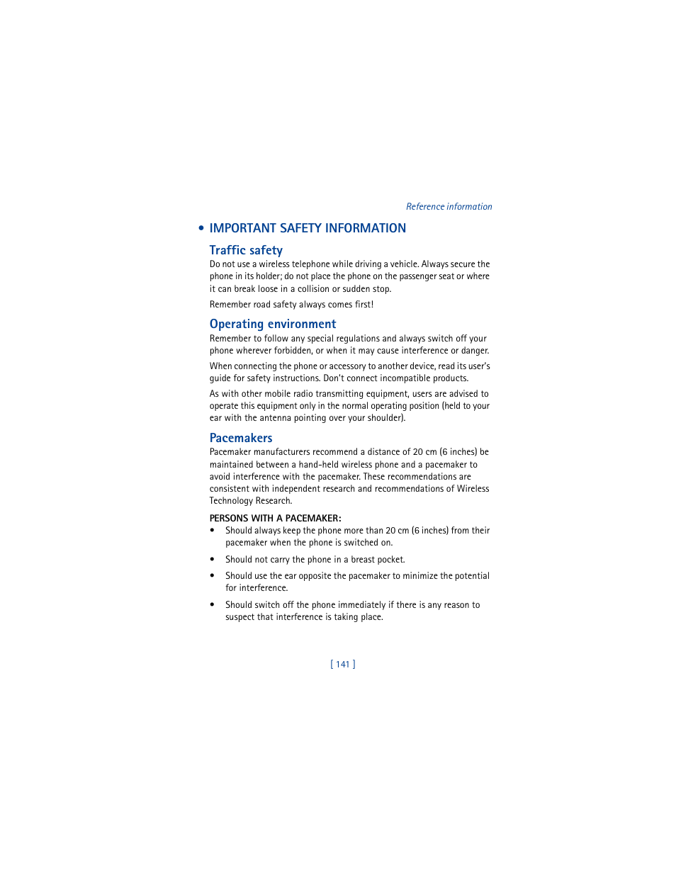 Important safety information | Nokia 6610 User Manual | Page 150 / 185