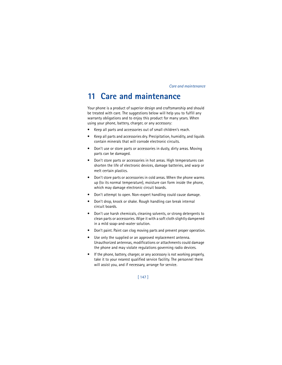 11 care and maintenance | Nokia 6610 User Manual | Page 156 / 185