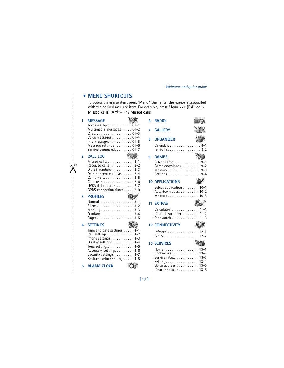 Menu shortcuts | Nokia 6610 User Manual | Page 26 / 185