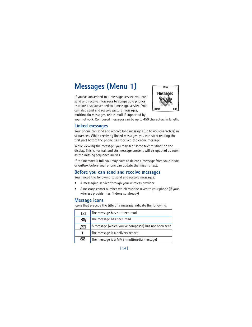 Messages (menu 1) | Nokia 6610 User Manual | Page 63 / 185