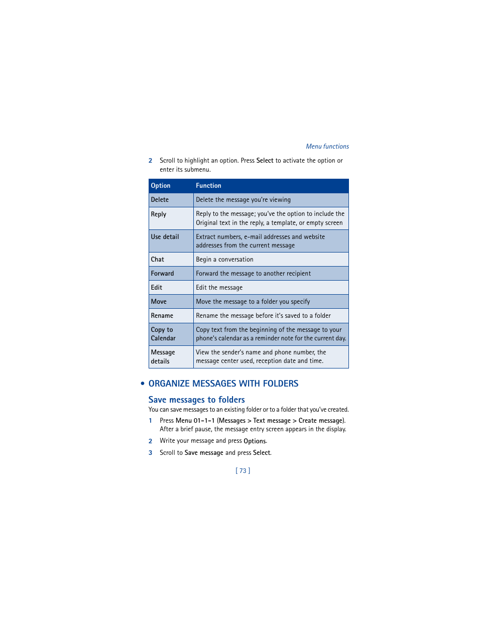 Organize messages with folders | Nokia 6610 User Manual | Page 82 / 185