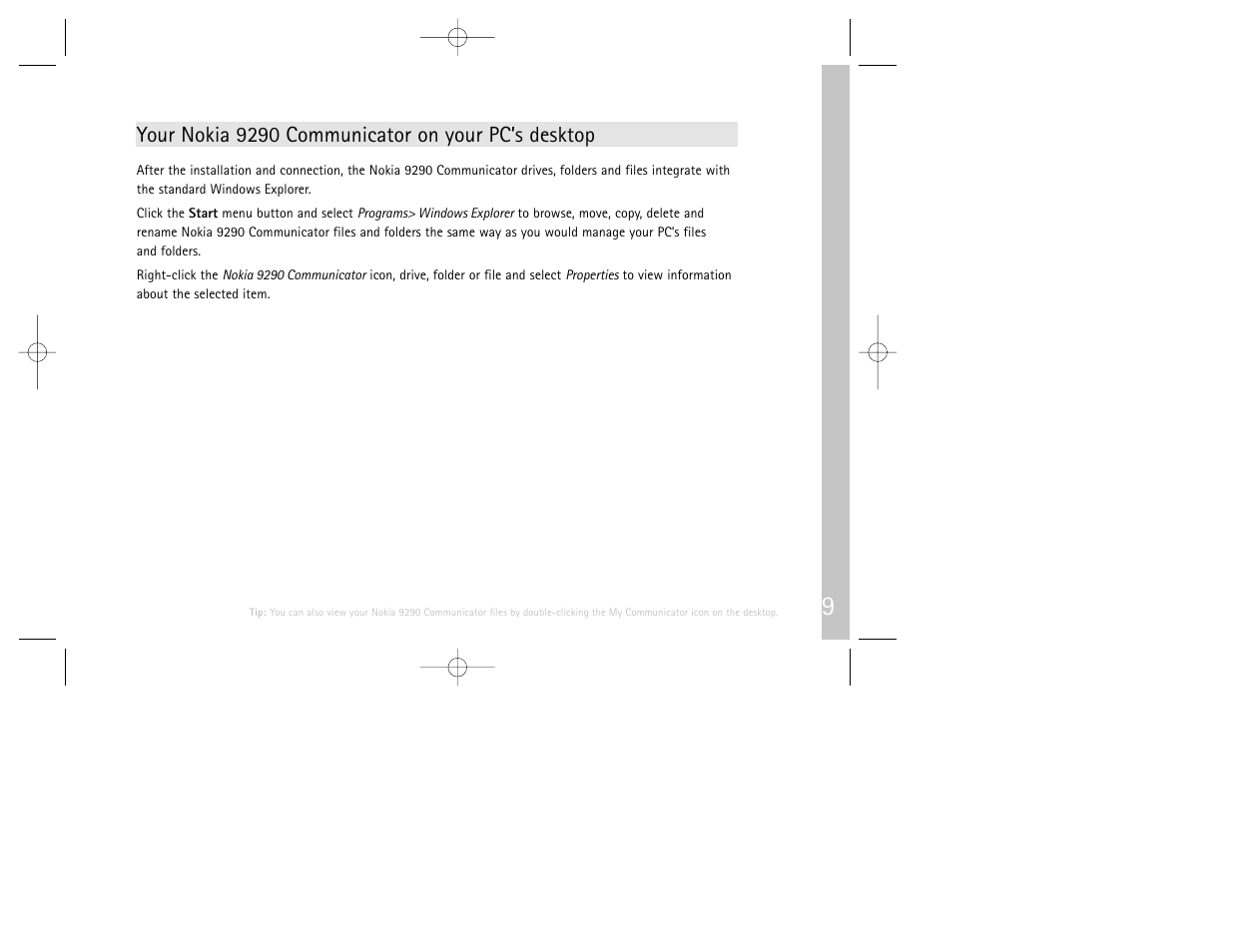 Your nokia 9290 communicator on your pc’s desktop | Nokia 9290 User Manual | Page 11 / 52