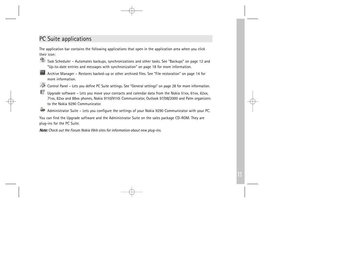 Pc suite applications | Nokia 9290 User Manual | Page 13 / 52