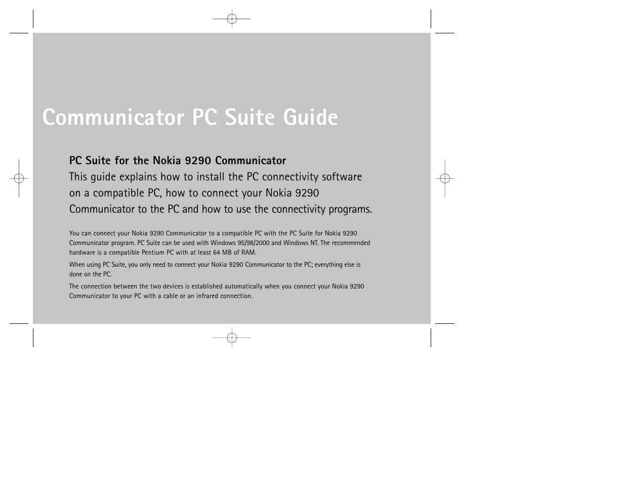 Communicator pc suite guide | Nokia 9290 User Manual | Page 5 / 52