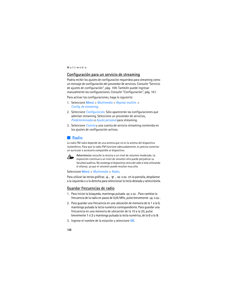 Radio | Nokia 7370 User Manual | Page 169 / 201
