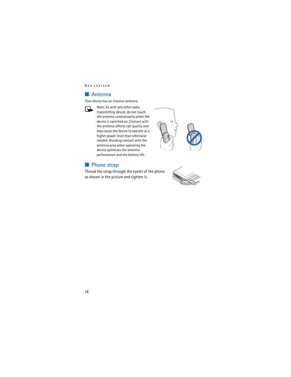 Antenna, Phone strap, Antenna phone strap | Nokia 7370 User Manual | Page 17 / 201