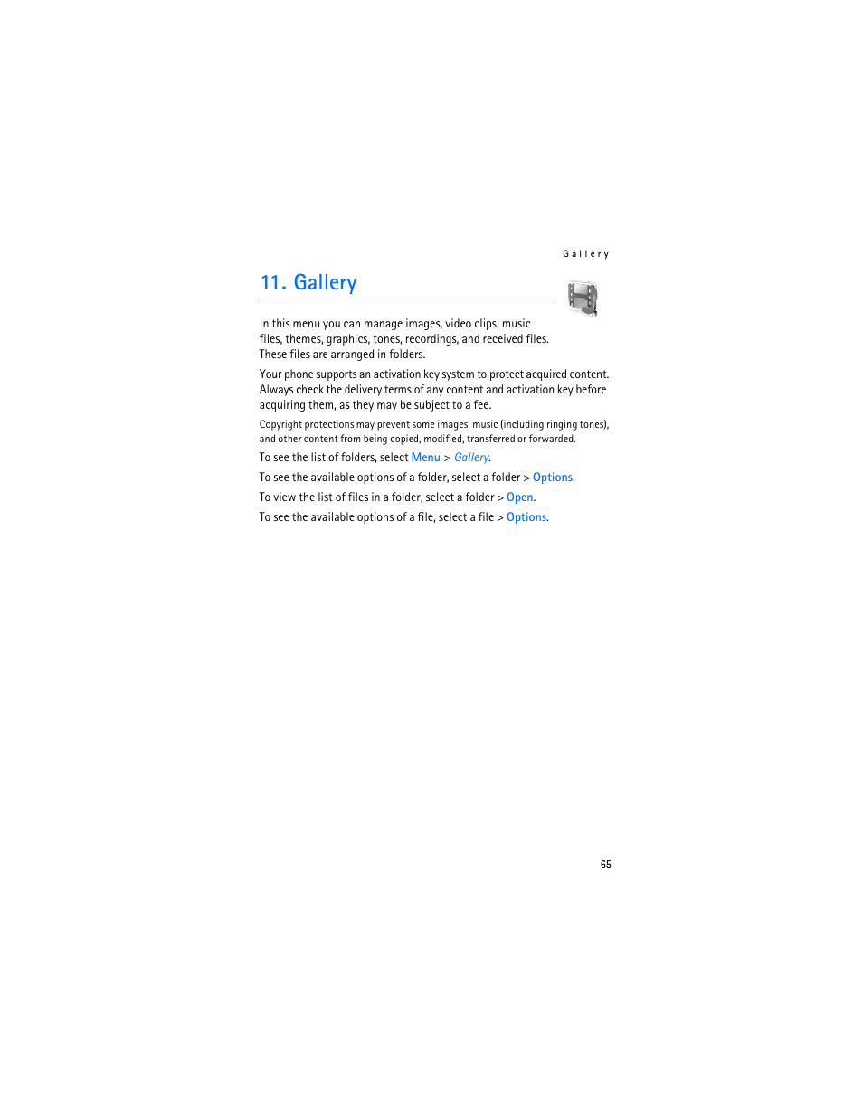 Gallery | Nokia 7370 User Manual | Page 66 / 201