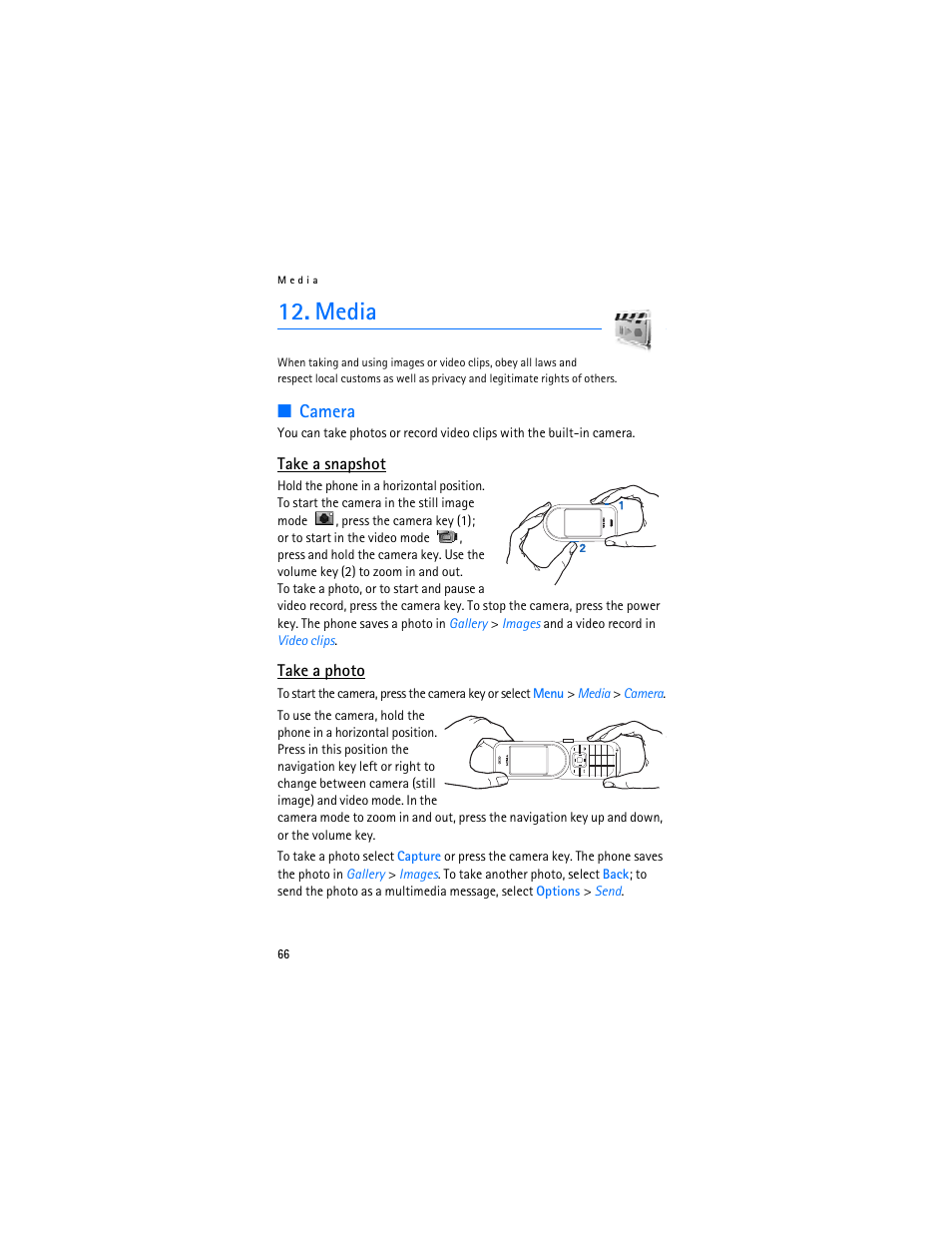 Media, Camera | Nokia 7370 User Manual | Page 67 / 201